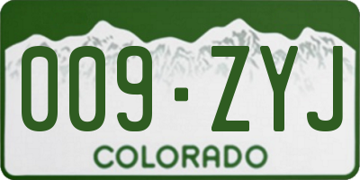 CO license plate 009ZYJ