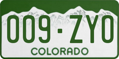 CO license plate 009ZYO