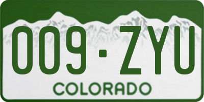 CO license plate 009ZYU