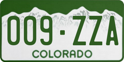 CO license plate 009ZZA