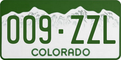 CO license plate 009ZZL