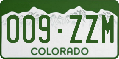 CO license plate 009ZZM