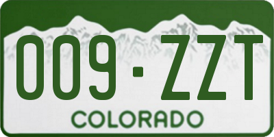CO license plate 009ZZT