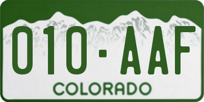 CO license plate 010AAF