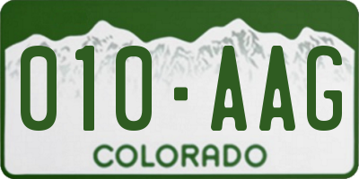 CO license plate 010AAG