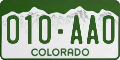 CO license plate 010AAO
