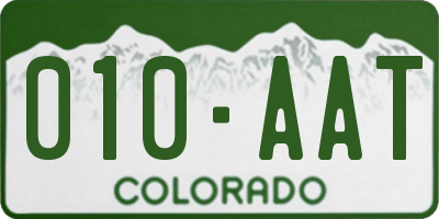 CO license plate 010AAT