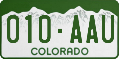 CO license plate 010AAU