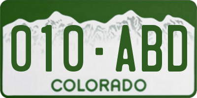 CO license plate 010ABD