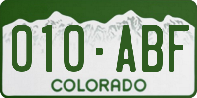 CO license plate 010ABF