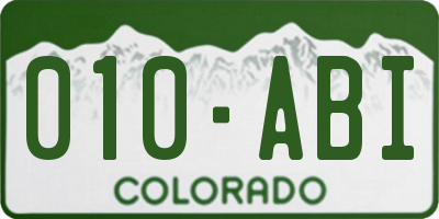 CO license plate 010ABI