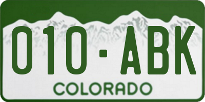 CO license plate 010ABK