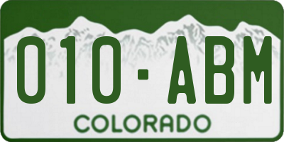 CO license plate 010ABM