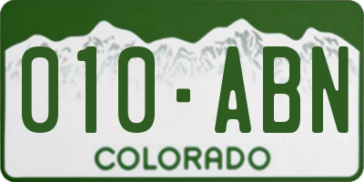 CO license plate 010ABN