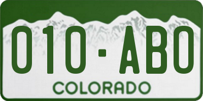 CO license plate 010ABO