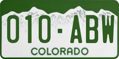 CO license plate 010ABW
