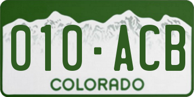 CO license plate 010ACB