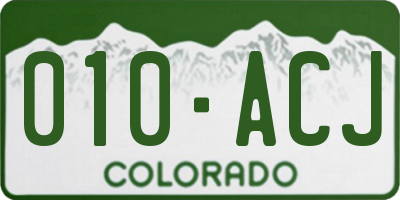 CO license plate 010ACJ