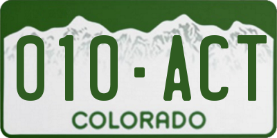 CO license plate 010ACT