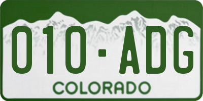 CO license plate 010ADG