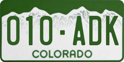 CO license plate 010ADK
