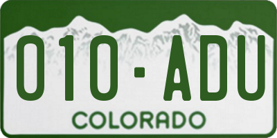 CO license plate 010ADU