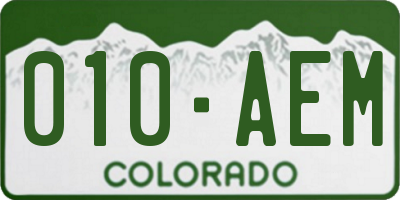 CO license plate 010AEM
