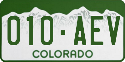 CO license plate 010AEV