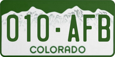 CO license plate 010AFB