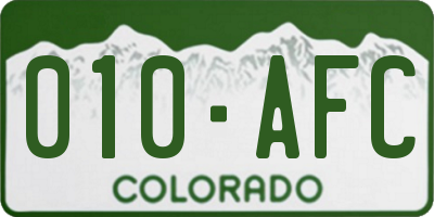 CO license plate 010AFC