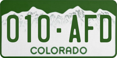 CO license plate 010AFD