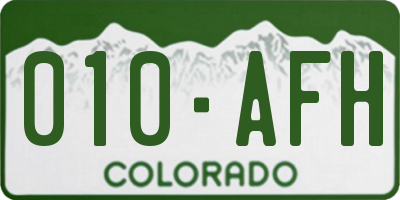 CO license plate 010AFH