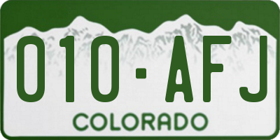 CO license plate 010AFJ