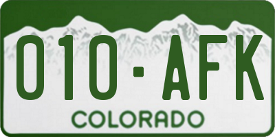 CO license plate 010AFK
