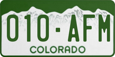 CO license plate 010AFM