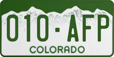 CO license plate 010AFP