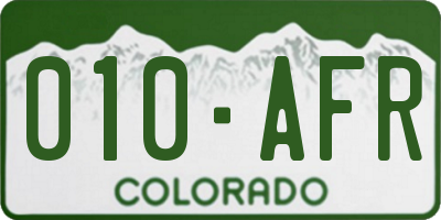 CO license plate 010AFR