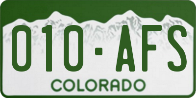 CO license plate 010AFS