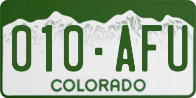 CO license plate 010AFU