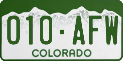 CO license plate 010AFW