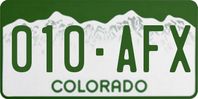 CO license plate 010AFX