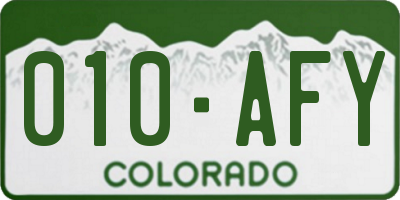 CO license plate 010AFY