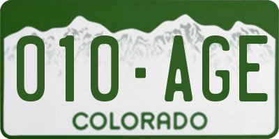 CO license plate 010AGE
