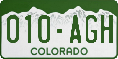 CO license plate 010AGH