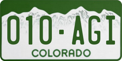 CO license plate 010AGI