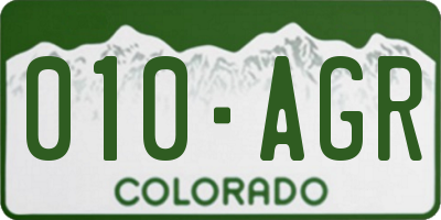 CO license plate 010AGR