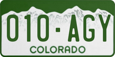 CO license plate 010AGY
