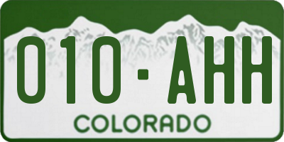 CO license plate 010AHH