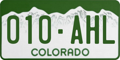 CO license plate 010AHL