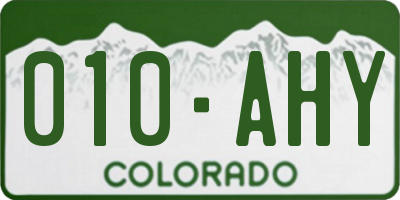 CO license plate 010AHY